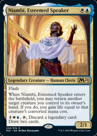 Niambi, Esteemed Speaker